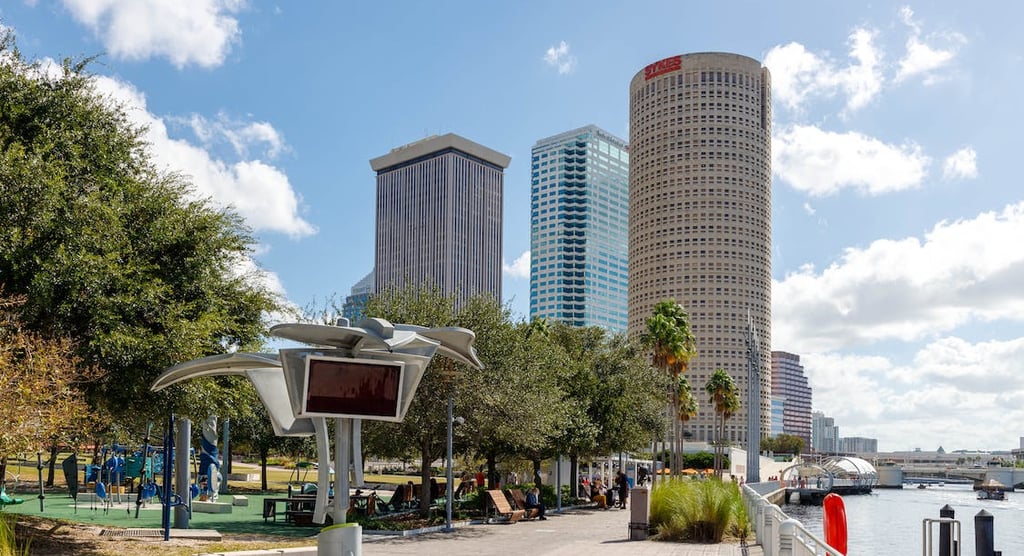 florida, tampa, city view from the river