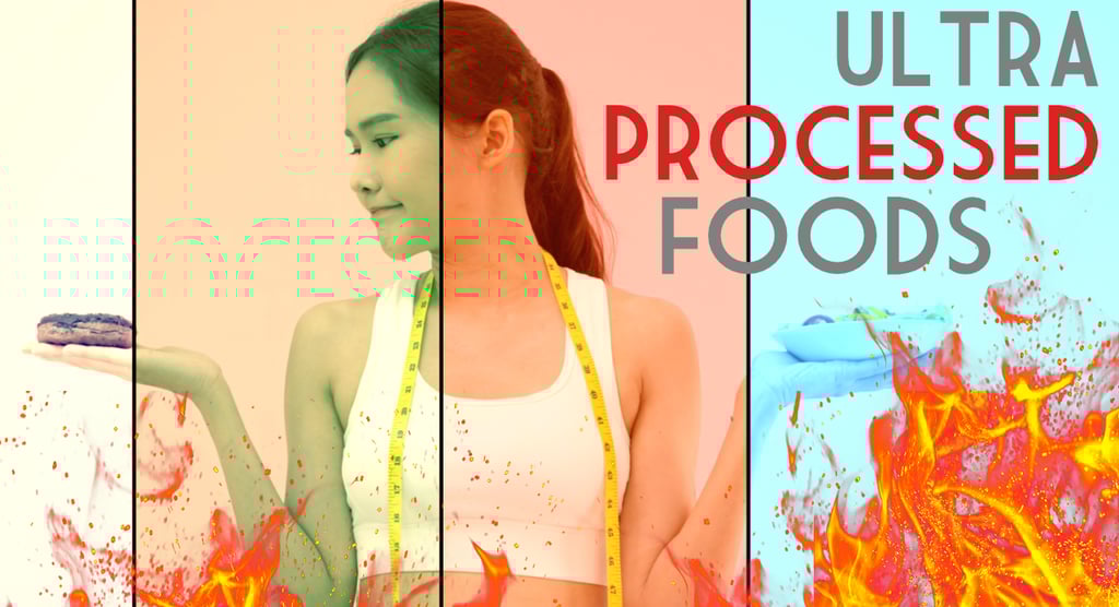 woman choosing between processed and healthy food