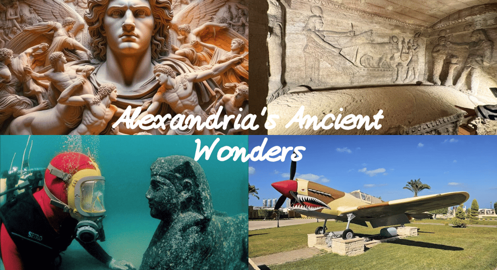  Panoramic view of Alexandria's ancient landmarks.