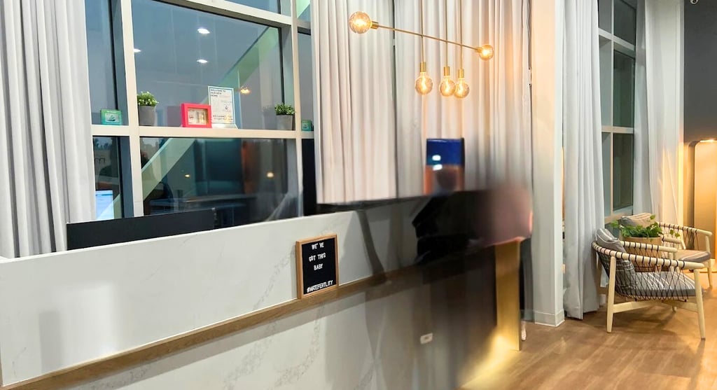 Reception area of Microblading & PMU, a microblading and permanent makeup studio in Oklahoma City