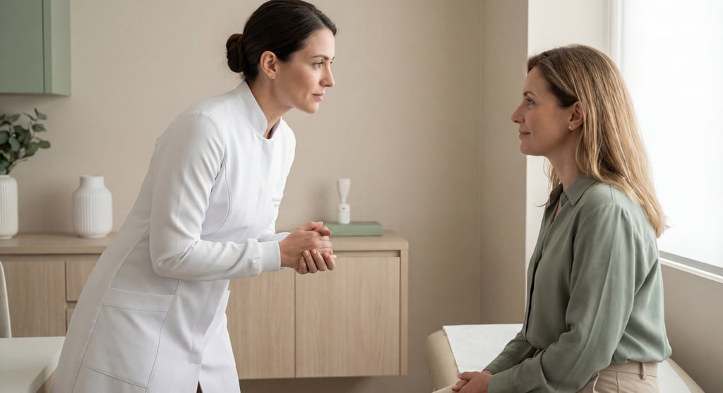 a woman in a white lab coat and a doctor