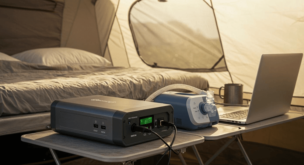 While camping a versatile technology inside a portable power station for camping