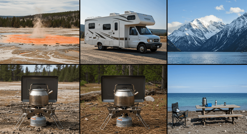 Best multi-fuel camping stove for 2025 shown in diverse US settings like National Parks, Alaska,