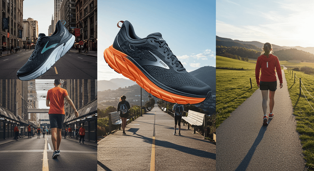 Best travel walking shoes 2025 comparison featuring Hoka, Brooks, and On Running models