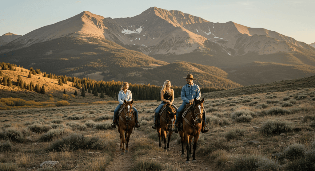 Family bonding during a Colorado Dude Ranch Vacation horseback ride