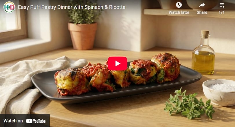 Video ricetta per spinaci e ricotta con pasta sfoglia