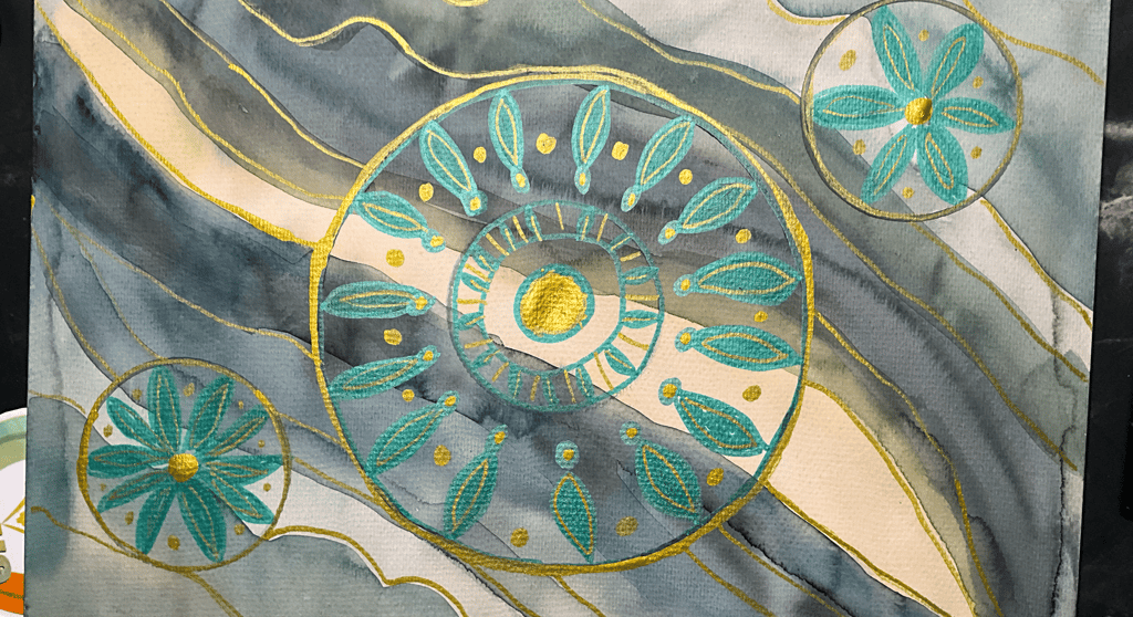 watercolor painting with acryl paint marker