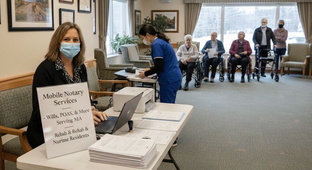 Mobile notary services at a Massachusetts rehab center and nursing home