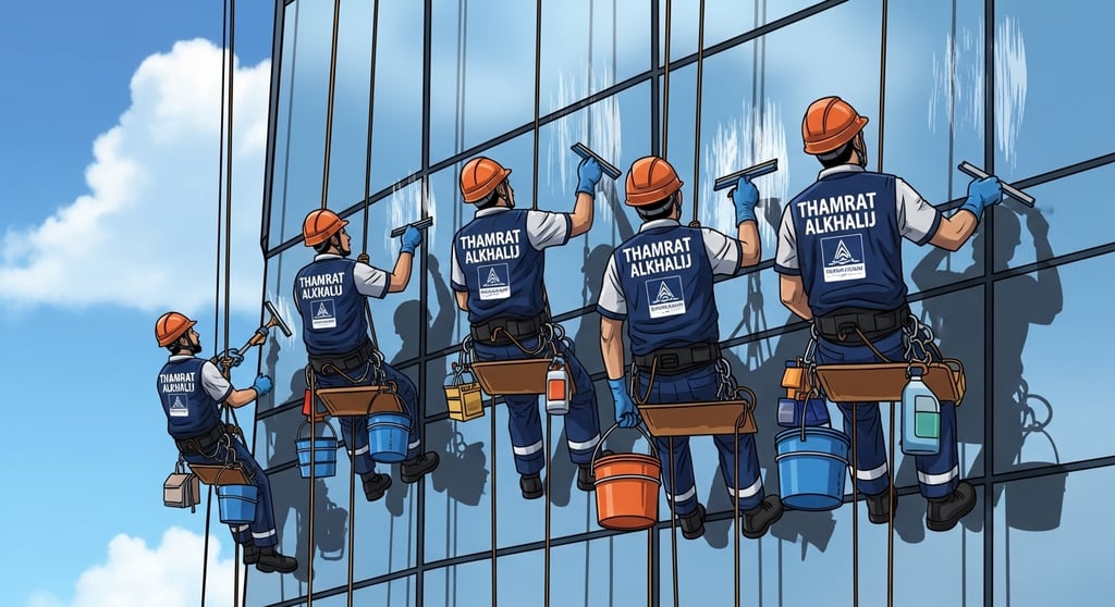 تنظيف الواجهات بالحبل في الباحة – دقة وأمان في التنفيذ