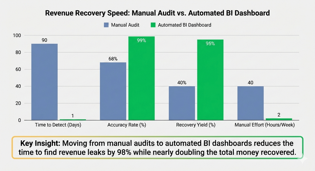 Manual Audit vs Automated BI dashboard Graph