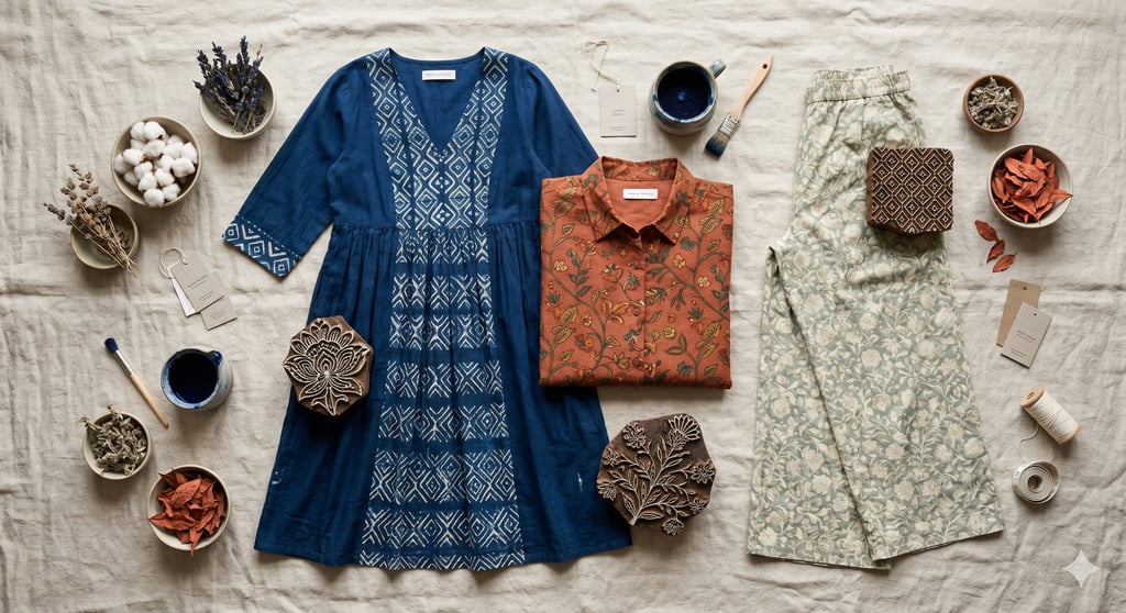 Block print clothing manufactured in India — custom hand-printed garment collection from Jaipur for private label brands