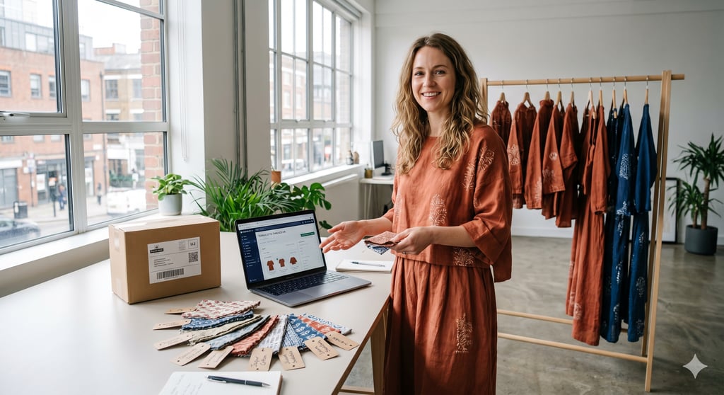 UK private label clothing brand founder with garments manufactured in India — Jaipur-made print collection for British brand