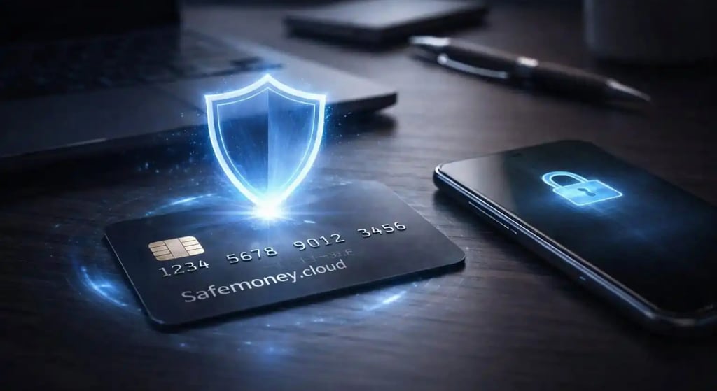 Futuristic conceptual smartphone secured by a glowing green shield, star, and lock icon. Mobile cyber security award.