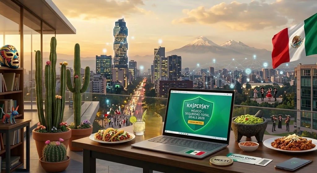 Balcón en Ciudad de México con cactus, tacos y tequila, con vista al Paseo de la Reforma y el softwa