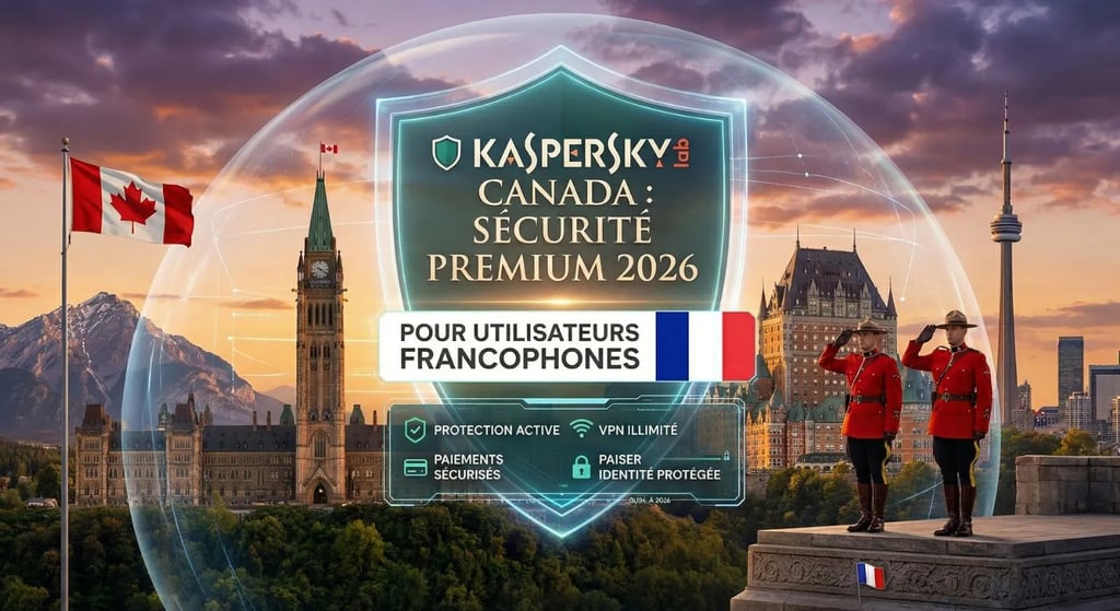 Photomontage épique : Mémorial national du Canada Colline du Parlement. Bouclier holographique Kaspersky français au Canada.