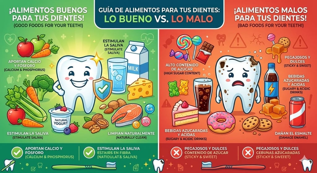 alimentos buenos y malos para los dientes