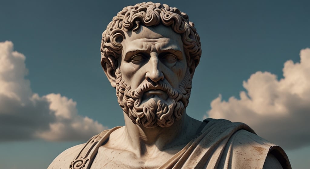 a statue of an ancient roman man with a beard 