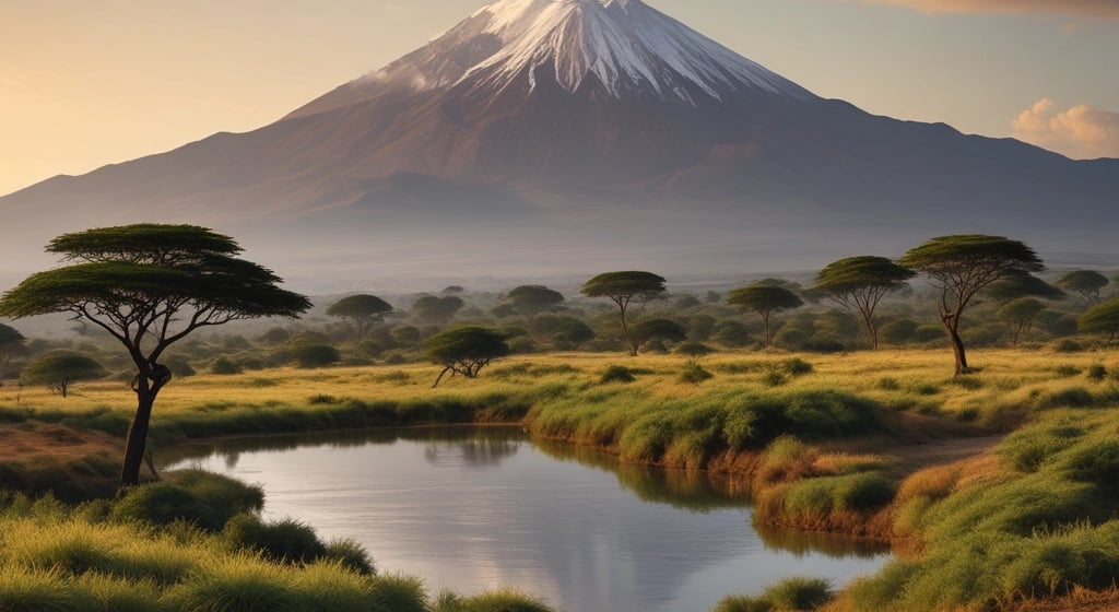a large mountain with a very tall peak in the distance