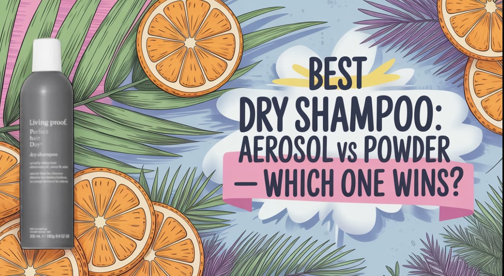 an image with the title: Best Dry Shampoo aerosol vs powder