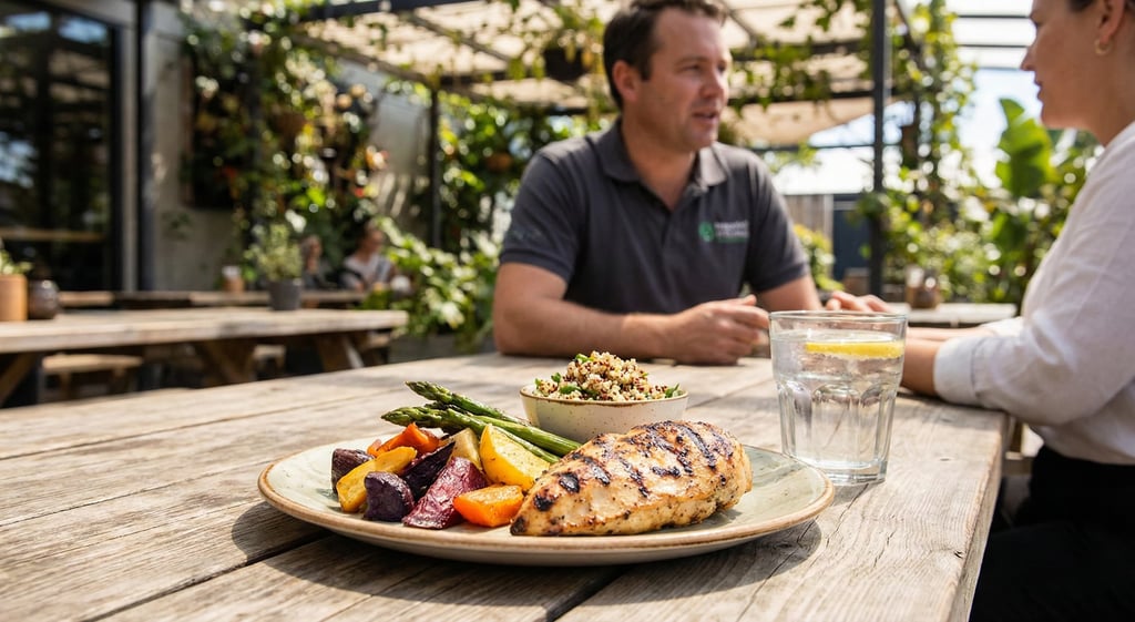 Healthy chef-prepared meal at a fitness holiday in South Africa