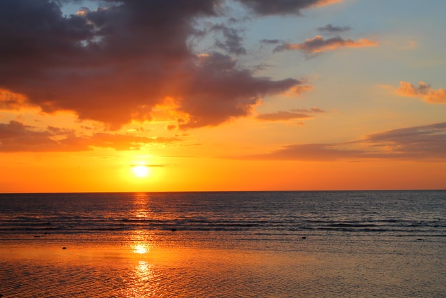 florida, tampa, clear water beach, sunset view  by the ocean