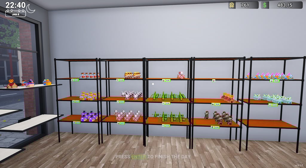 Scaffali con action figures realizzati in Figure Shop Simulator.