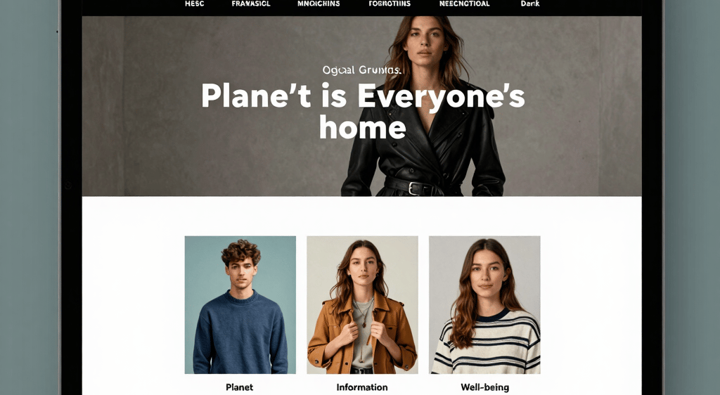 Tablet displaying a fashion magazine website homepage with a model in a leather coat and lifestyle categories.