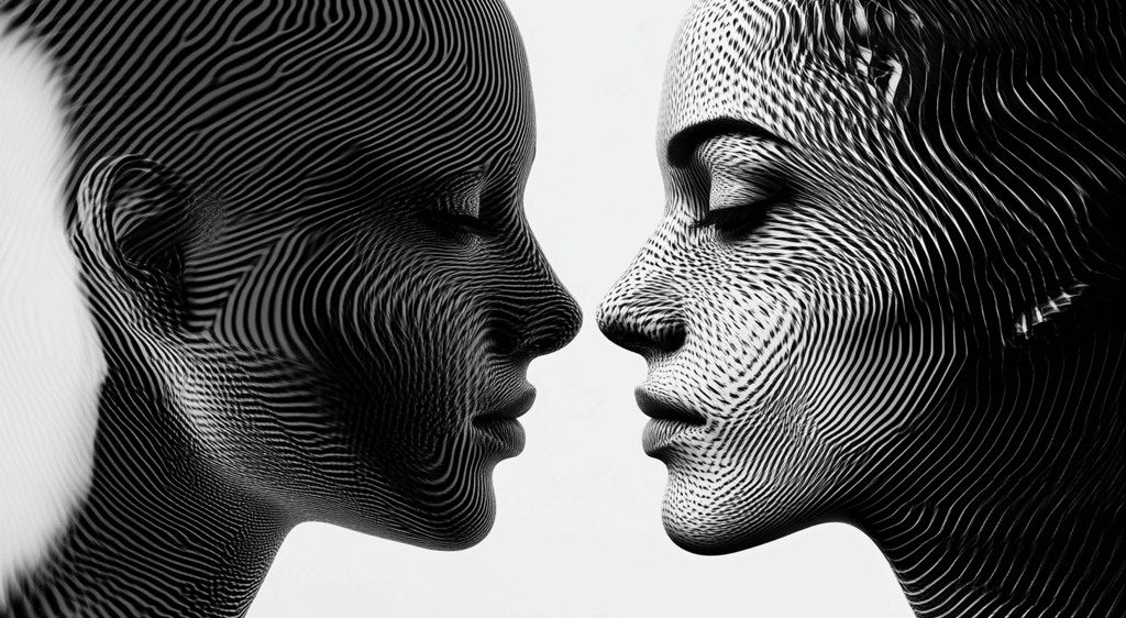 a pair of headshote of a woman and a man