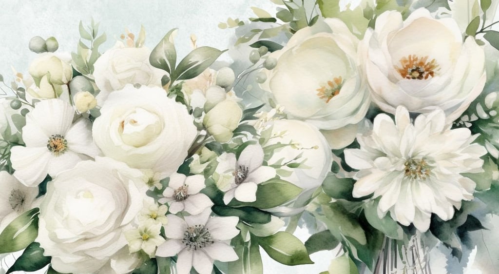White Wedding Flowers Bouquet Free PNG Clipart