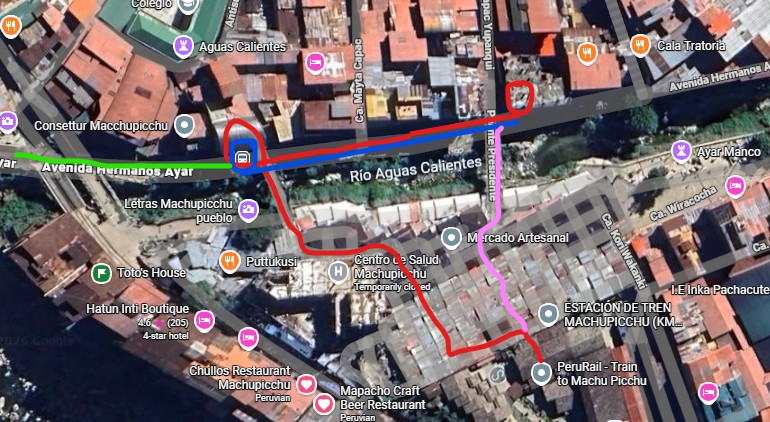 How to get from the train station to the bus to Machu Picchu