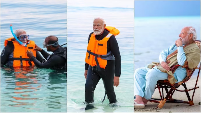 PM Modi snorkelling in Lakshadweep