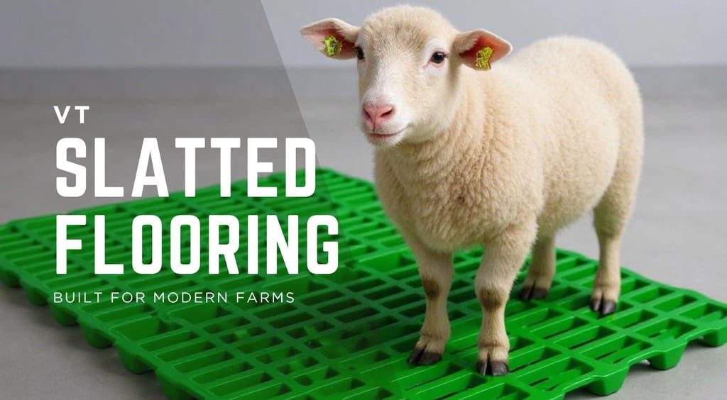 Blog Banner for Slatted flooring and a sheep standing on ot