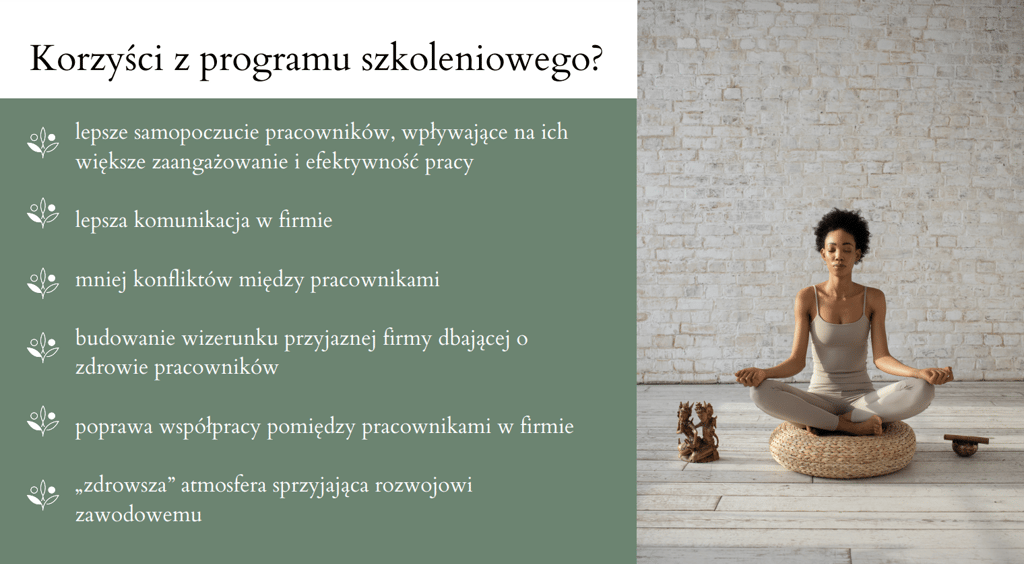 korzyści programu szkoleniowego dotyczącego zdrowia psychicznego pracowników
