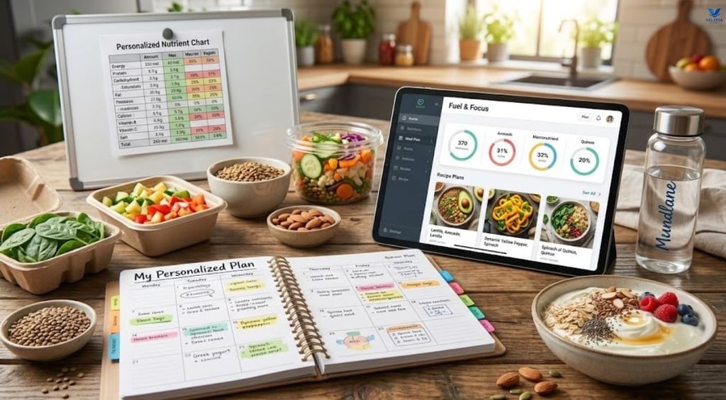 Nutrition consultation of a tailored healthy diet program with fruits, vegetables and whole grain fo