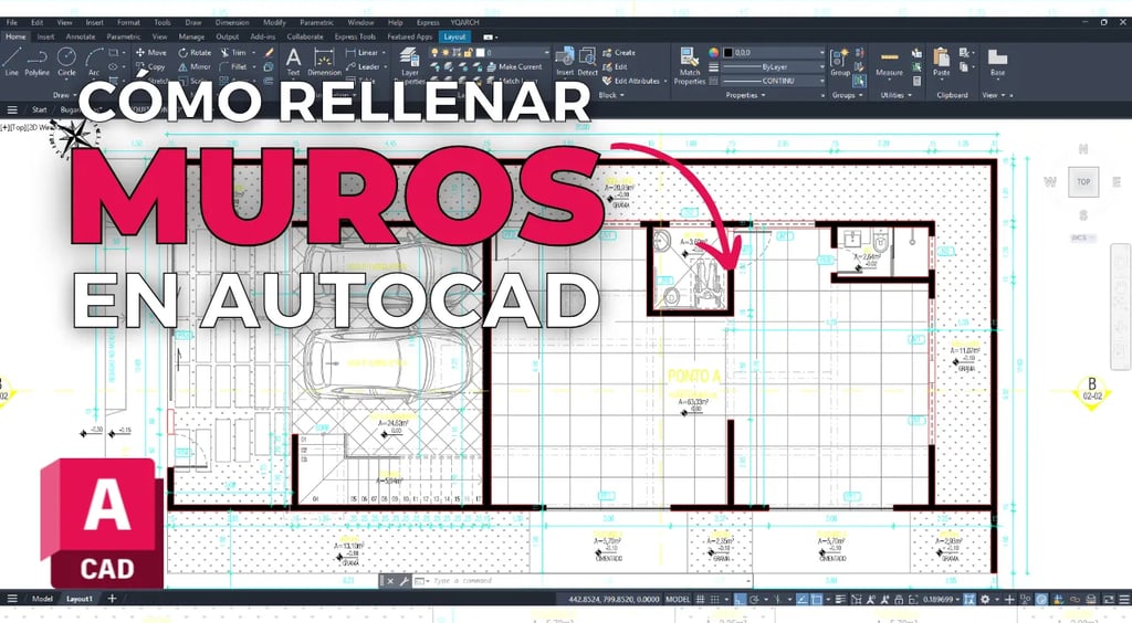 Cómo rellenar muros en AutoCAD con Polilínea