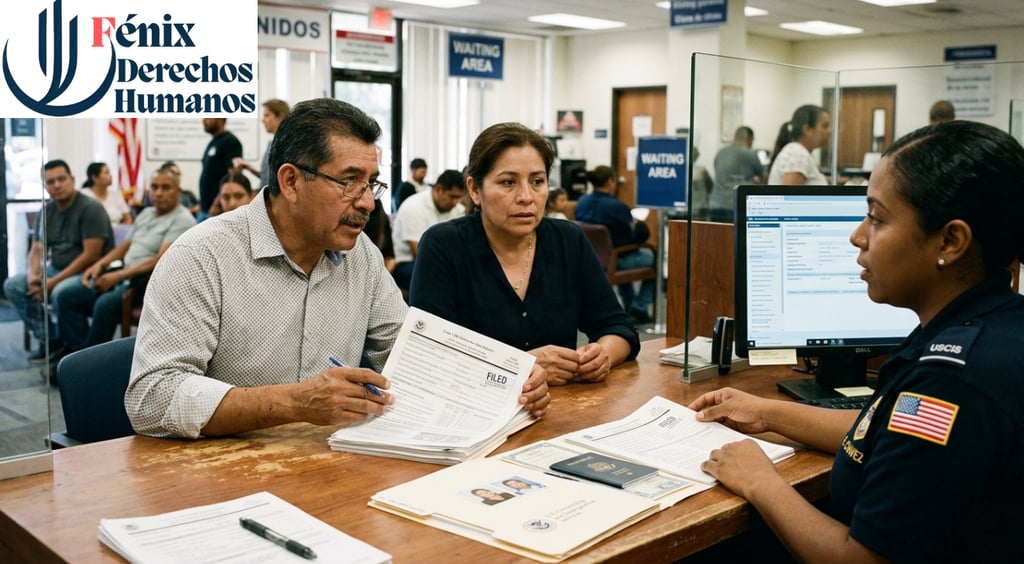 Familia en México revisando petición familiar antigua de residencia para Estados Unidos NVC