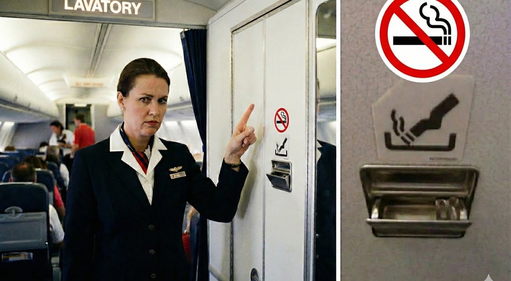 a woman in a suit and a no smoking sign