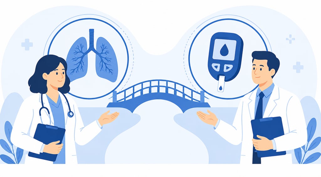 Ilustración del manejo coordinado entre especialistas para tuberculosis y diabetes