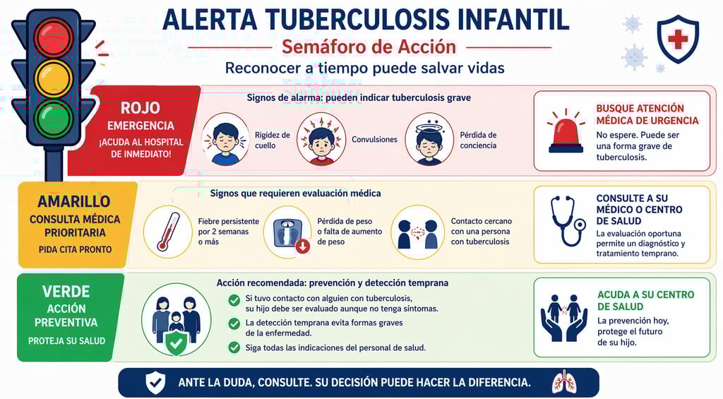 Semáforo de señales de alarma en tuberculosis infantil: emergencias, consulta prioritaria y acciones