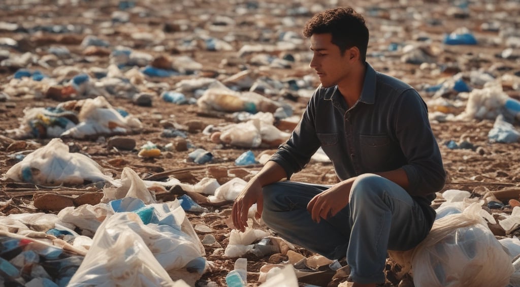 A beach covered in lots of plastic bottles and debris