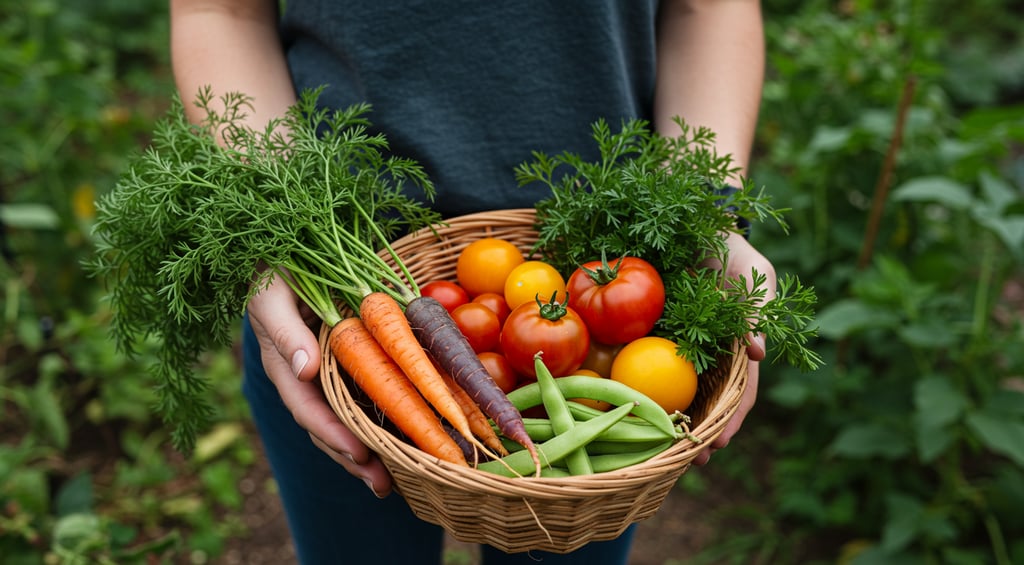 SeedsNow heirloom vegetables harvest basket heritage tomatoes bean varieties herbs