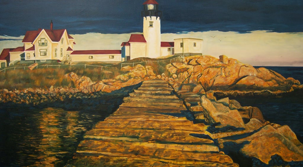 landscape scenic art for sale oil on large  size canvas lighthouse