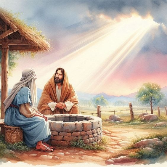 Jesus and Samaritan woman at a well
