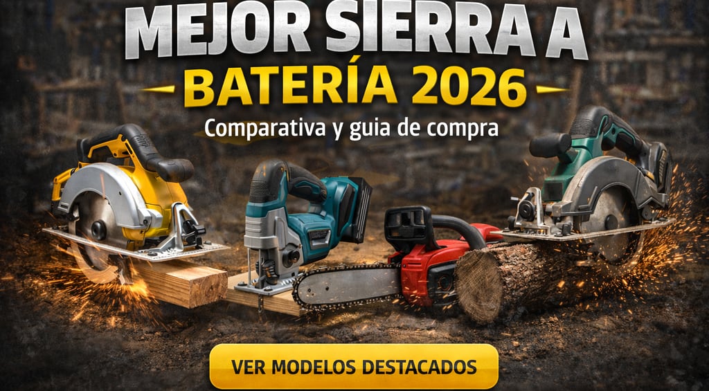 Comparativa de las mejores sierras a batería 2026: circular, caladora y motosierra inalámbrica.