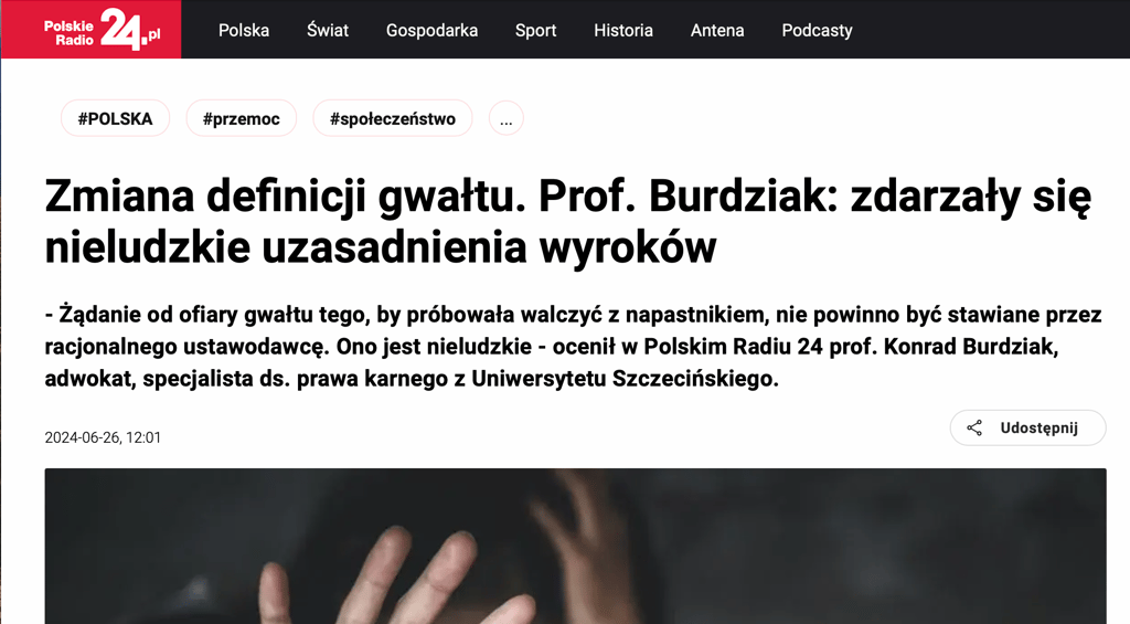 Wypowiedź adwokata ze Szczecina w sprawie z zakresu prawa karnego.