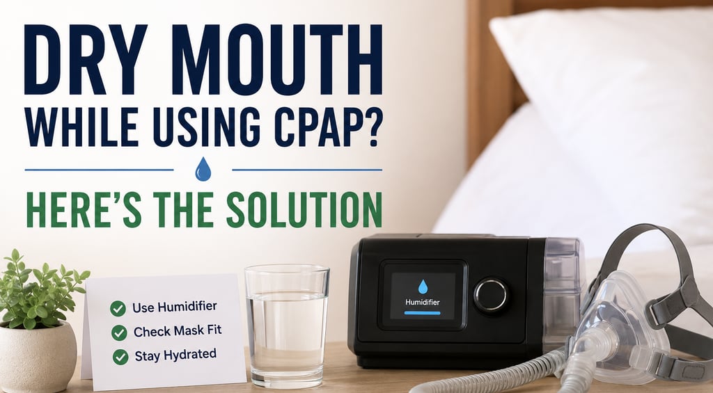 CPAP dry mouth solution, dry mouth while using CPAP, CPAP side effects, CPAP humidifier benefits
