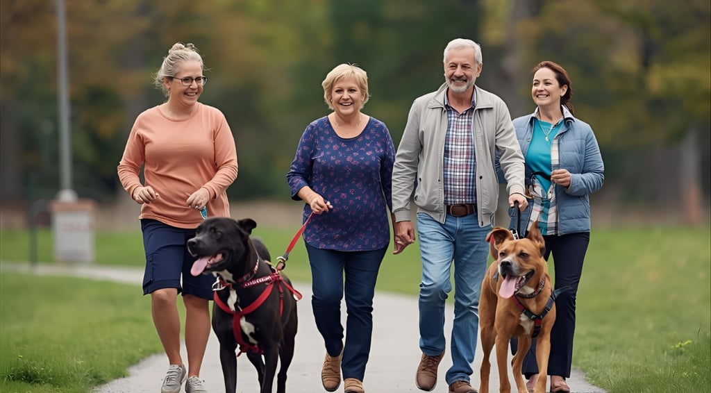 Happy Paws Burlington dog walking team providing consistent care for rescue dogs