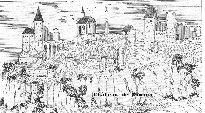 Reproduction d'une ancienne gravure représentant le Château de Samson