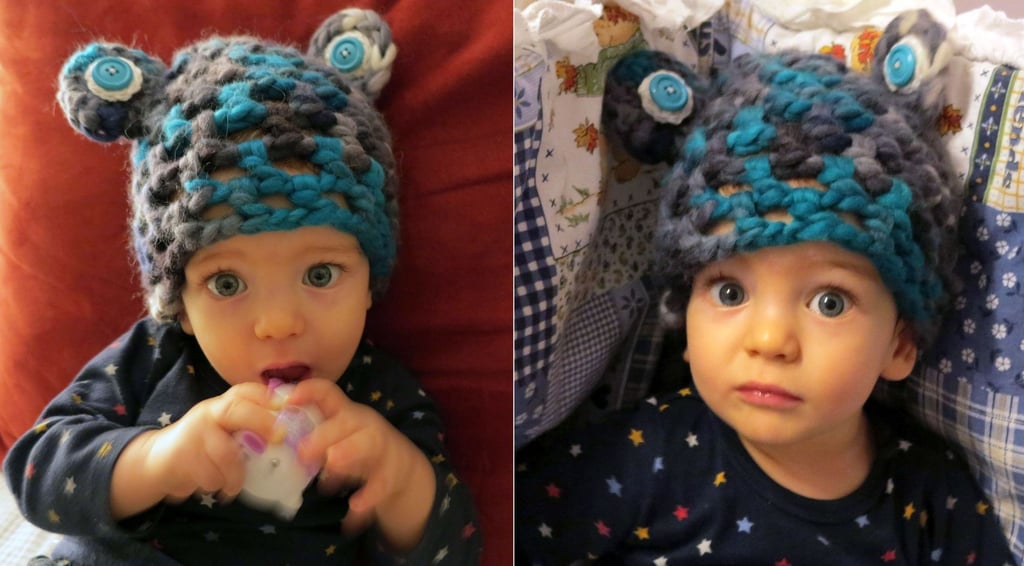 Četvoro očiju. Meka dečija kapa sa očima.