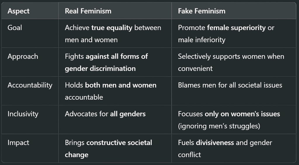 Real Feminism vs. Fake Feminism: The Clear Distinction
